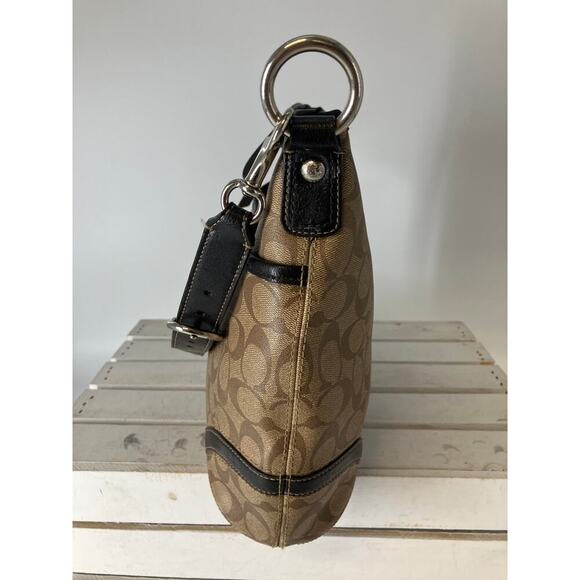 COACH F19823 TAN SIGNATUE PRINT PVC LEATHER SHOULDER BAG - Picture 5 of 16